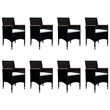 Afuera Living Contemporary Synthetic Poly Rattan Dining Set in Black & in Brown
