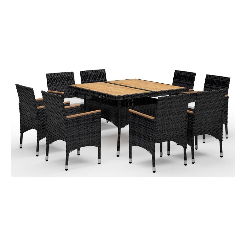 Afuera Living Contemporary Synthetic Poly Rattan Dining Set in Black & in Brown