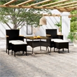 Afuera Living Contemporary Synthetic Poly Rattan Garden Dining Set in Black