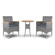 Afuera Living Poly Rattan 3 Piece Garden Dining Set in Gray/Dark Gray