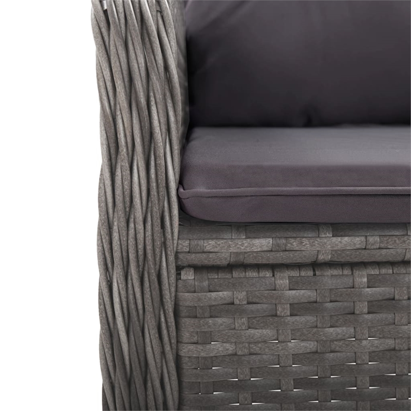 Afuera Living Contemporary Poly Rattan Medium Garden Dining Set in Gray