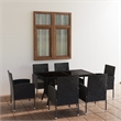 Afuera Living Contemporary PE Rattan Garden Dining Set in Black