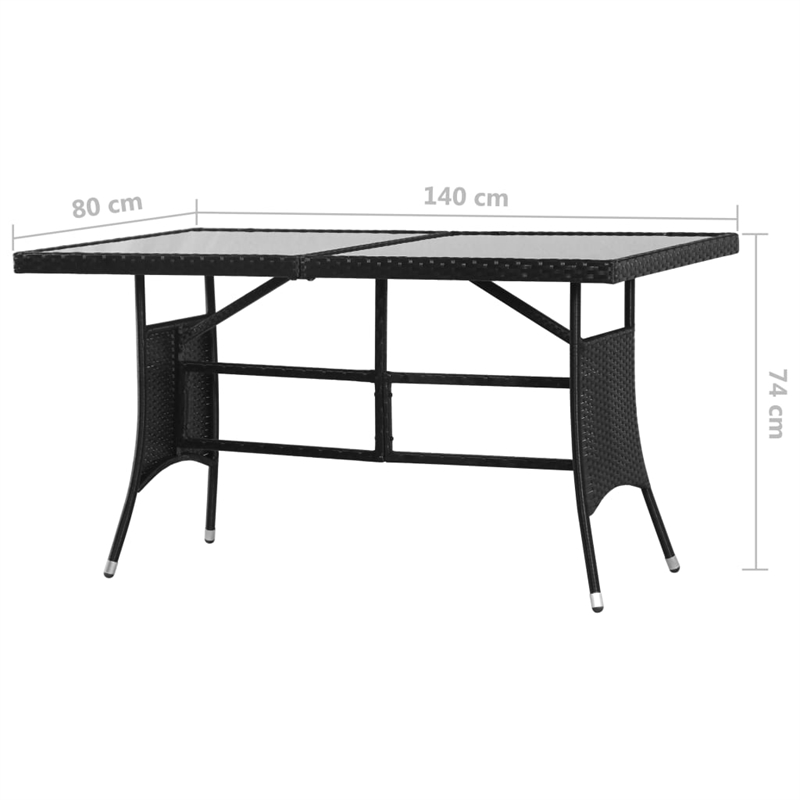 Afuera Living Contemporary PE Rattan Garden Dining Set in Black