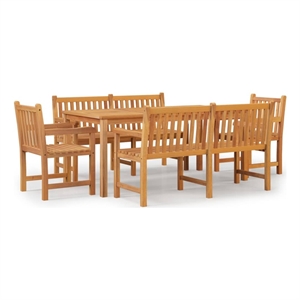 Afuera Living Solid Teak Wood Medium Garden Dining Set Natural