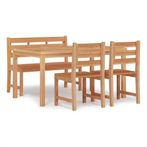 Afuera Living Fine Sanded Teak Hardwood Medium Garden Dining Set in Natural