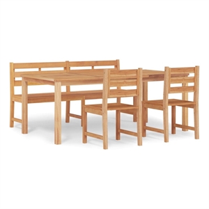 Afuera Living Contemporary Garden Dining Set Natural Teak Wood