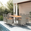 Afuera Living Contemporary Synthetic Poly Rattan Garden Dining Set in Gray