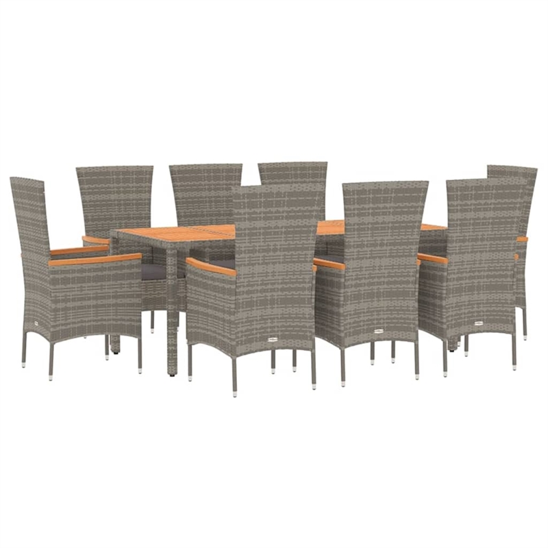 Afuera Living Contemporary Synthetic Poly Rattan Garden Dining Set in Gray