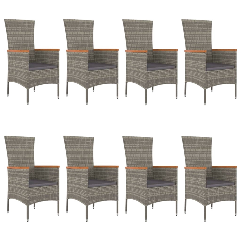 Afuera Living Contemporary Synthetic Poly Rattan Garden Dining Set in Gray