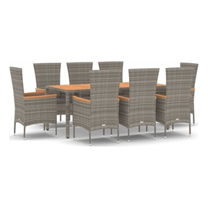 Afuera Living Contemporary Synthetic Poly Rattan Garden Dining Set in Gray