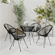 Afuera Living Contemporary Synthetic PVC Dining Set in Black