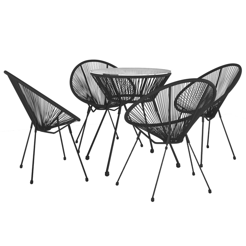 Afuera Living Contemporary Synthetic PVC Dining Set in Black
