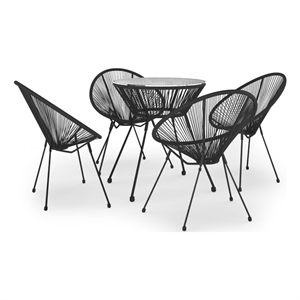 Afuera Living Contemporary Synthetic PVC Dining Set in Black