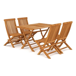 Afuera Living Contemporary Wood Garden Dining Set in Warm Brown