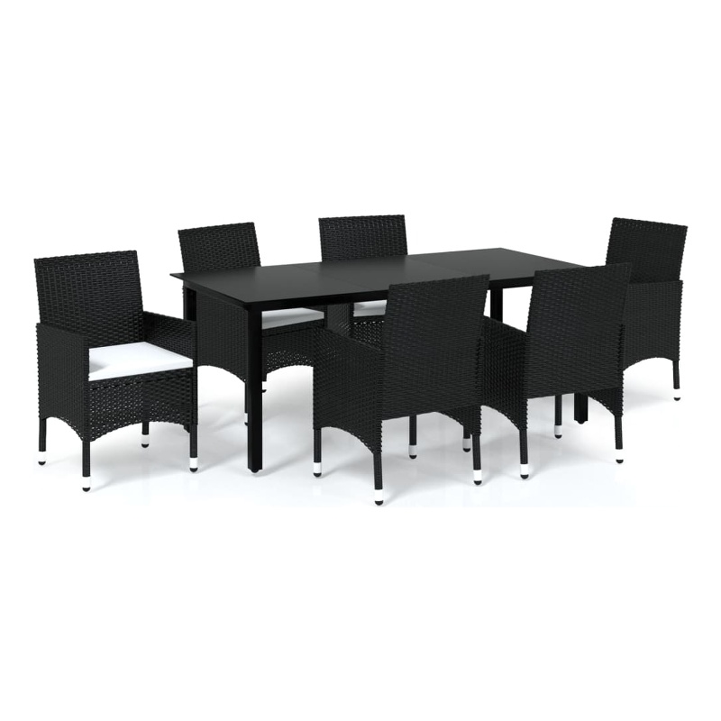 Afuera Living PE Rattan/Aluminum 7 Piece Set Dining Set in Black