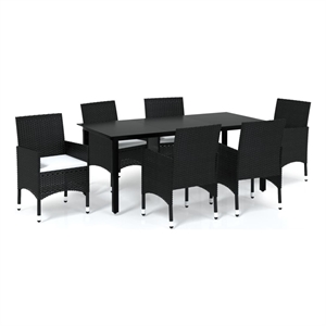 Afuera Living PE Rattan/Aluminum 7 Piece Set Dining Set in Black