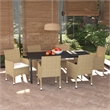 Afuera Living Contemporary Synthetic Poly Rattan Dining Set in Beige