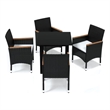 Afuera Living Contemporary Synthetic Poly Rattan Dining Set in Black/Cream White