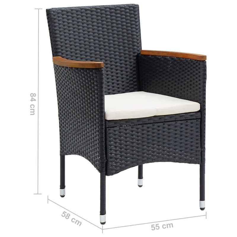Afuera Living Contemporary PE Rattan Medium Durable Dining Set in Black
