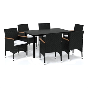 Afuera Living Contemporary PE Rattan Medium Durable Dining Set in Black
