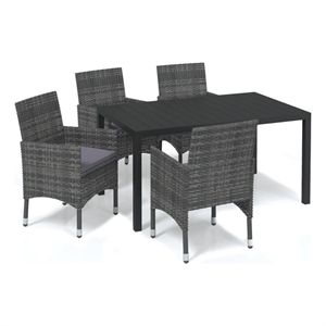 Afuera Living Contemporary PE Rattan/Aluminum Dining Set in Gray