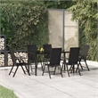 Afuera Living Contemporary PE Rattan Durable Garden Dining Set in Black