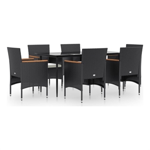 Afuera Living Contemporary Garden Dining Set in Black and Cream White