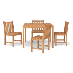 Afuera Living Solid Teak Wood Medium Garden Dining Set Natural Wood