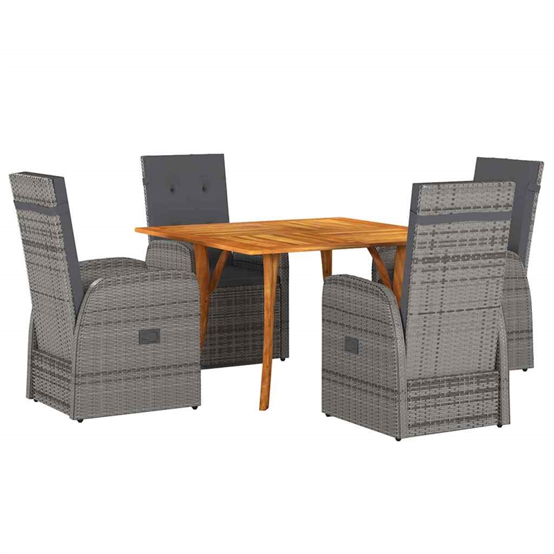 Afuera Living 5 Piece in Gray Poly Rattan Garden Dining Set in Brown