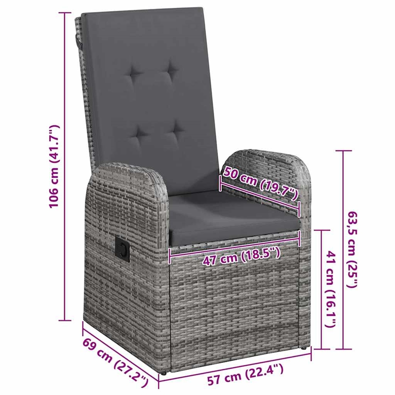 Afuera Living 5 Piece in Gray Poly Rattan Garden Dining Set in Brown