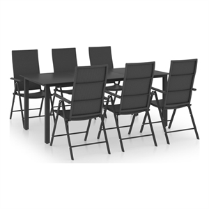 Afuera Living Glass Medium Foldable Garden Dining Set in Black
