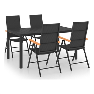 Afuera Living PE Rattan/Aluminum Standard Dining Set in Black/Brown