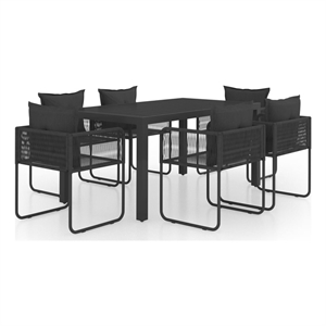 Afuera Living PVC Rattan/Powder-Coated Steel/WPC/Aluminum Dining Set in Black
