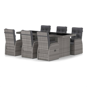 Afuera Living PE Rattan 7 Piece Set Removable Covers Garden Dining Set in Gray