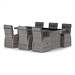 Afuera Living PE Rattan 7 Piece Set Removable Covers Garden Dining Set in Gray