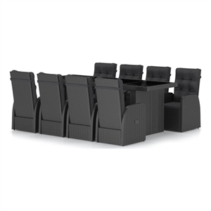 Afuera Living Contemporary Synthetic Poly Rattan Garden Dining Set in Black