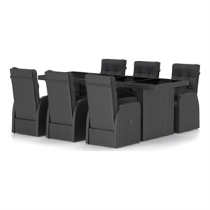 Afuera Living Contemporary Synthetic Poly Rattan Garden Dining Set in Black
