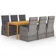 Afuera Living PE Rattan 7 Piece Dining Set in Gray/Dark Gray