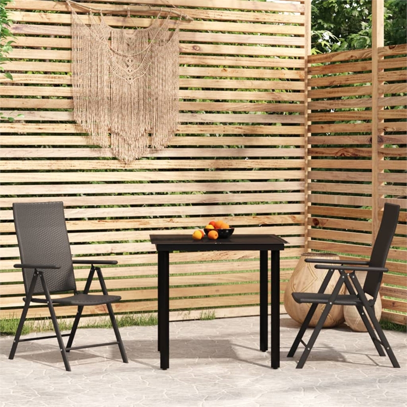 Afuera Living Contemporary Garden Dining Set in Powder-Coated Black