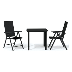 Afuera Living Contemporary Garden Dining Set in Powder-Coated Black