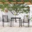 Afuera Living Powder-Coated Steel/Glass/PVC Hollow Rattan Dining Set in Black