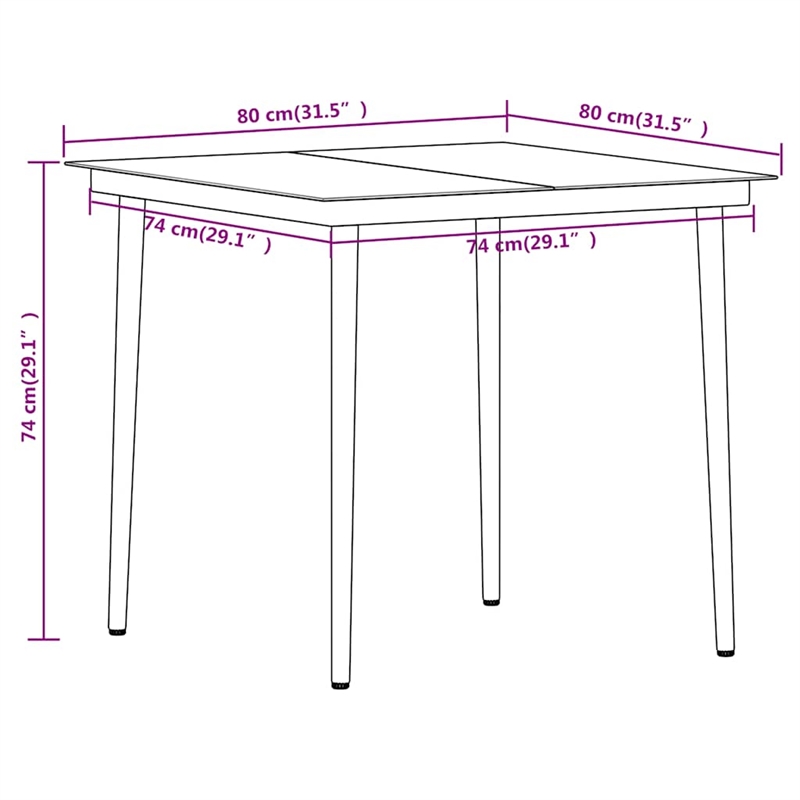 Afuera Living Powder-Coated Steel/Glass/PVC Hollow Rattan Dining Set in Black