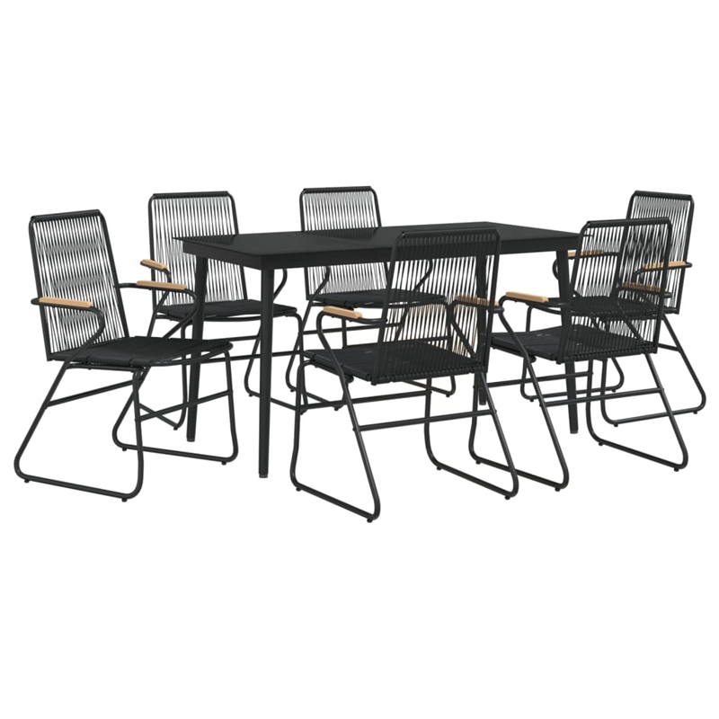 Afuera Living Contemporary PVC Rattan Large Garden Dining Set in Black