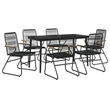 Afuera Living Contemporary PVC Rattan Large Garden Dining Set in Black