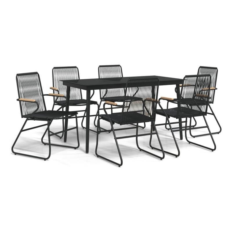 Afuera Living Contemporary PVC Rattan Large Garden Dining Set in Black