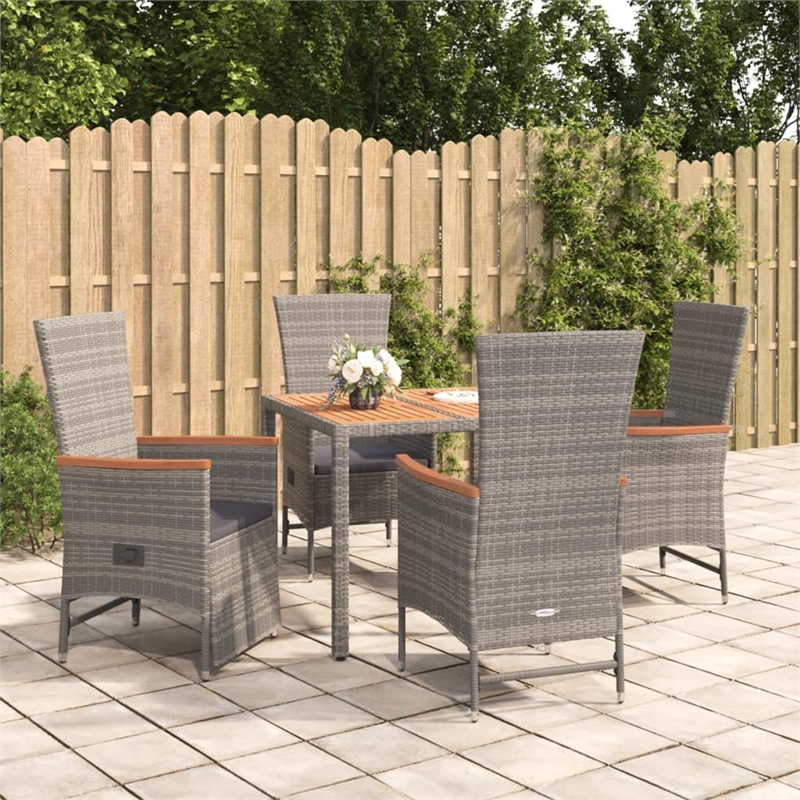 Afuera Living PE Rattan 5 Piece Set Garden Dining Set in Gray