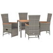 Afuera Living PE Rattan 5 Piece Set Garden Dining Set in Gray