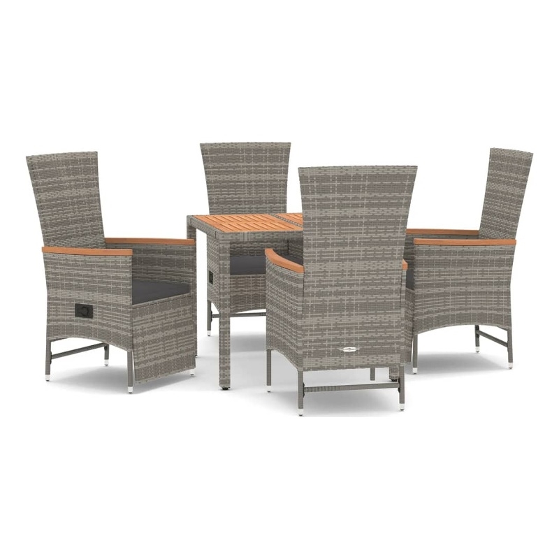 Afuera Living PE Rattan 5 Piece Set Garden Dining Set in Gray