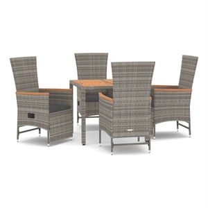 Afuera Living PE Rattan 5 Piece Set Garden Dining Set in Gray