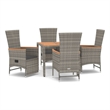 Afuera Living PE Rattan 5 Piece Set Garden Dining Set in Gray